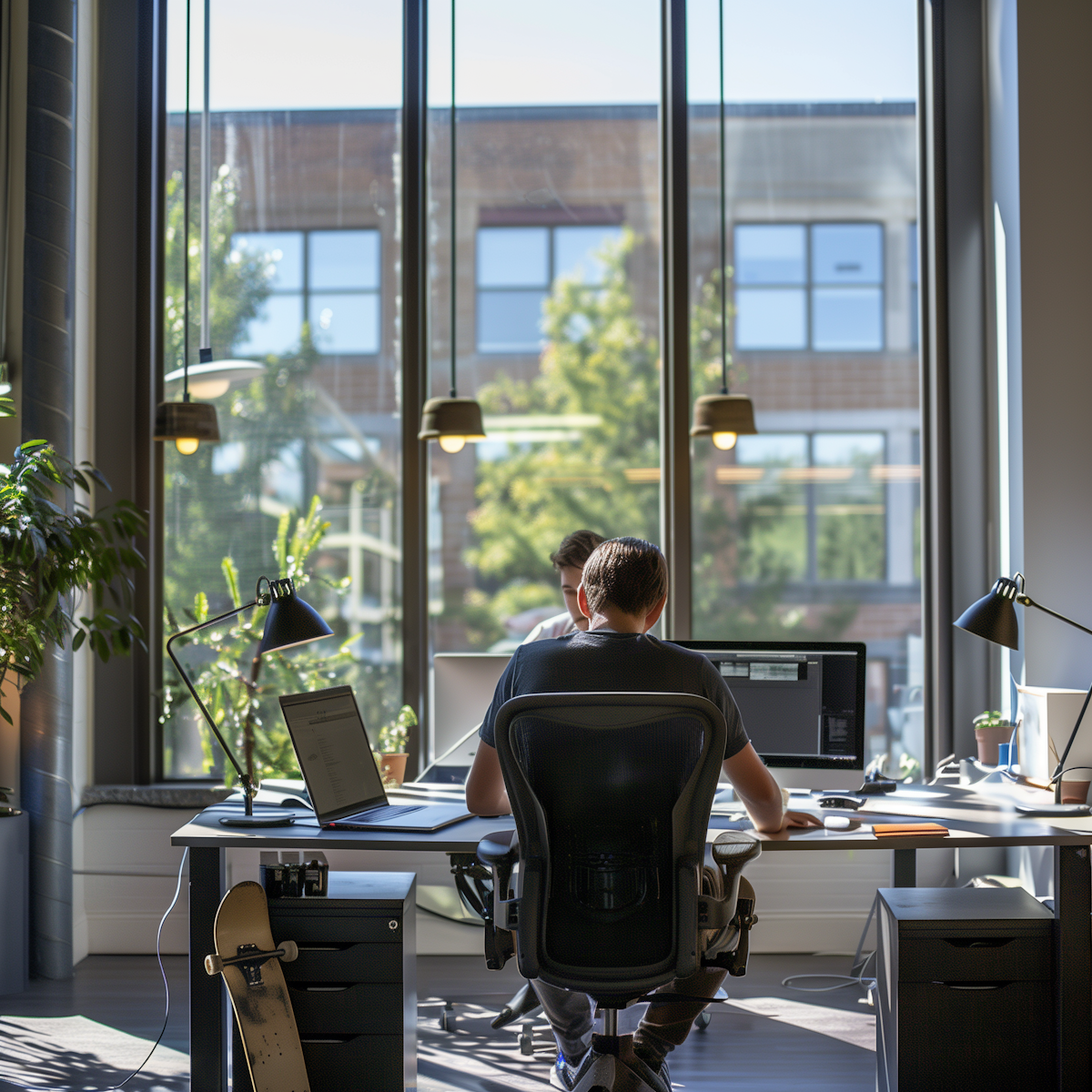 Medewerker aan computer, benadrukt privacy en gegevensbescherming bij ziekteverzuim.